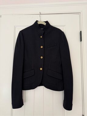 rag & bone Navy Slade Wool blend  Pique Cropped Blazer